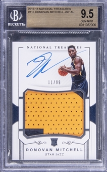 2017-18 Panini National Treasures #113 Donovan Mitchell Signed Patch Rookie Card (#11/99) - BGS GEM MINT 9.5/BGS 10
